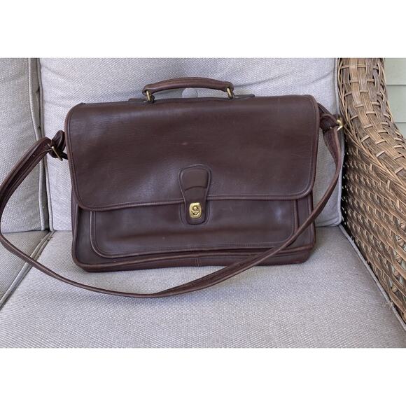 Vintage Coach Metropolitan 5180 Brown Leather Messenger Laptop Briefcase Bag - Picture 1 of 9